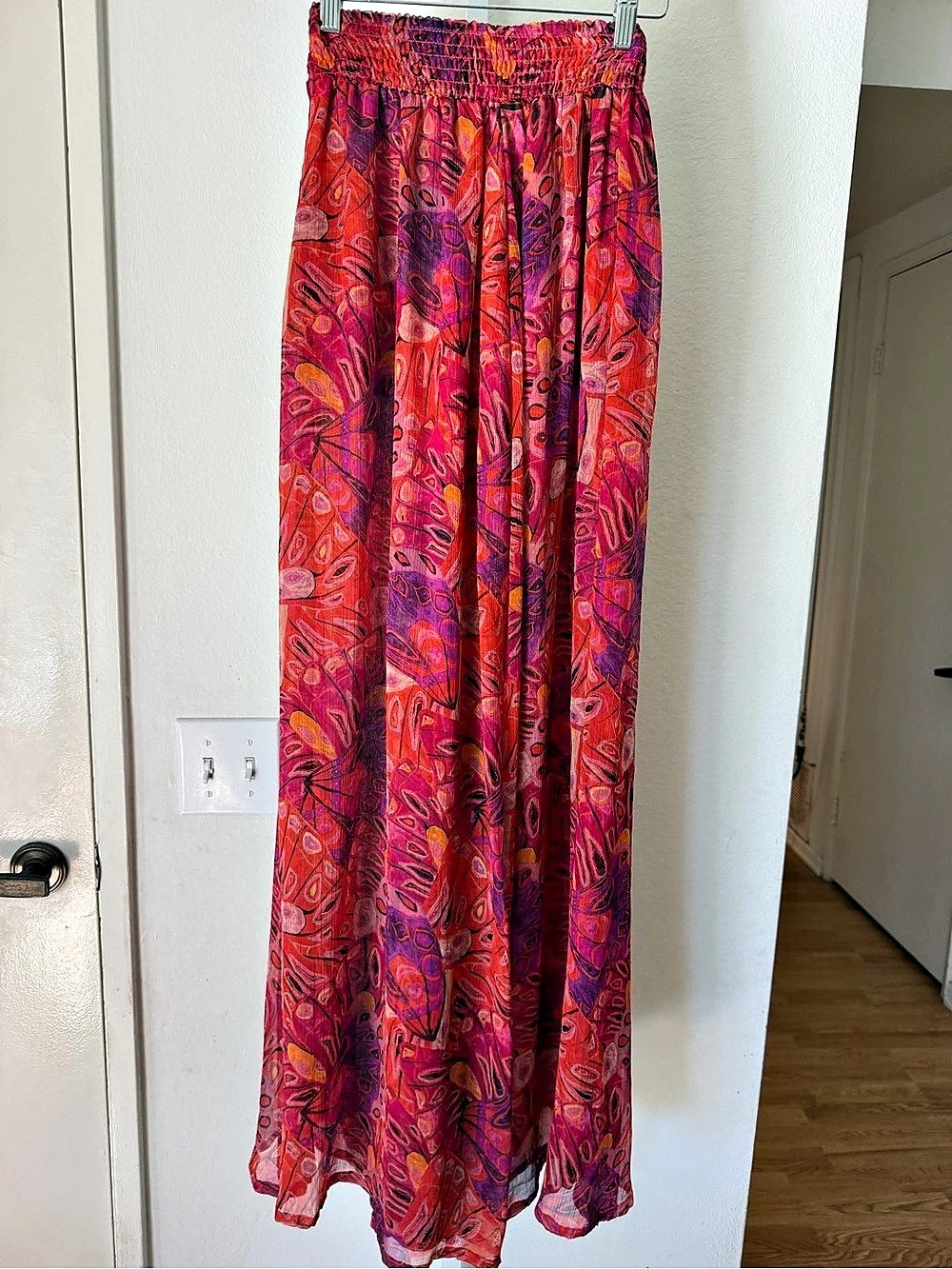 MISA Paisley Wide Leg Pants in Pink & Purple Size XS